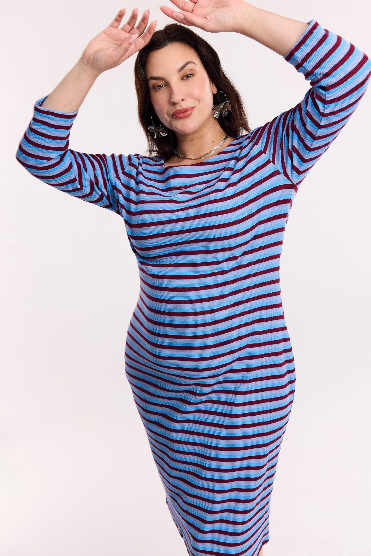 Robe galbée Travelller à rayures gaufrées