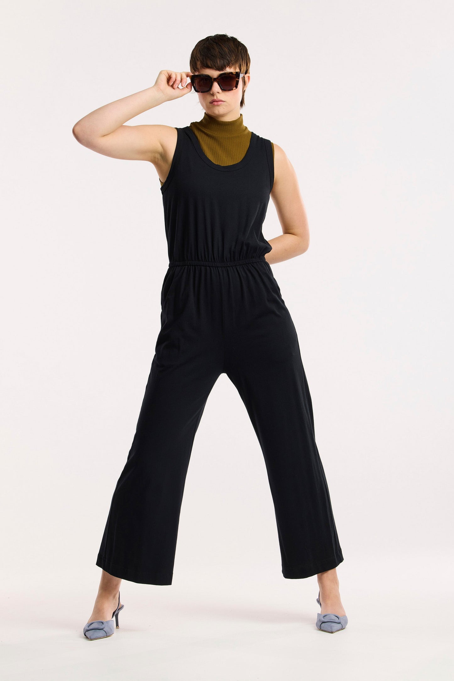 Combinaison-pantalon de voyage large en coton biologique