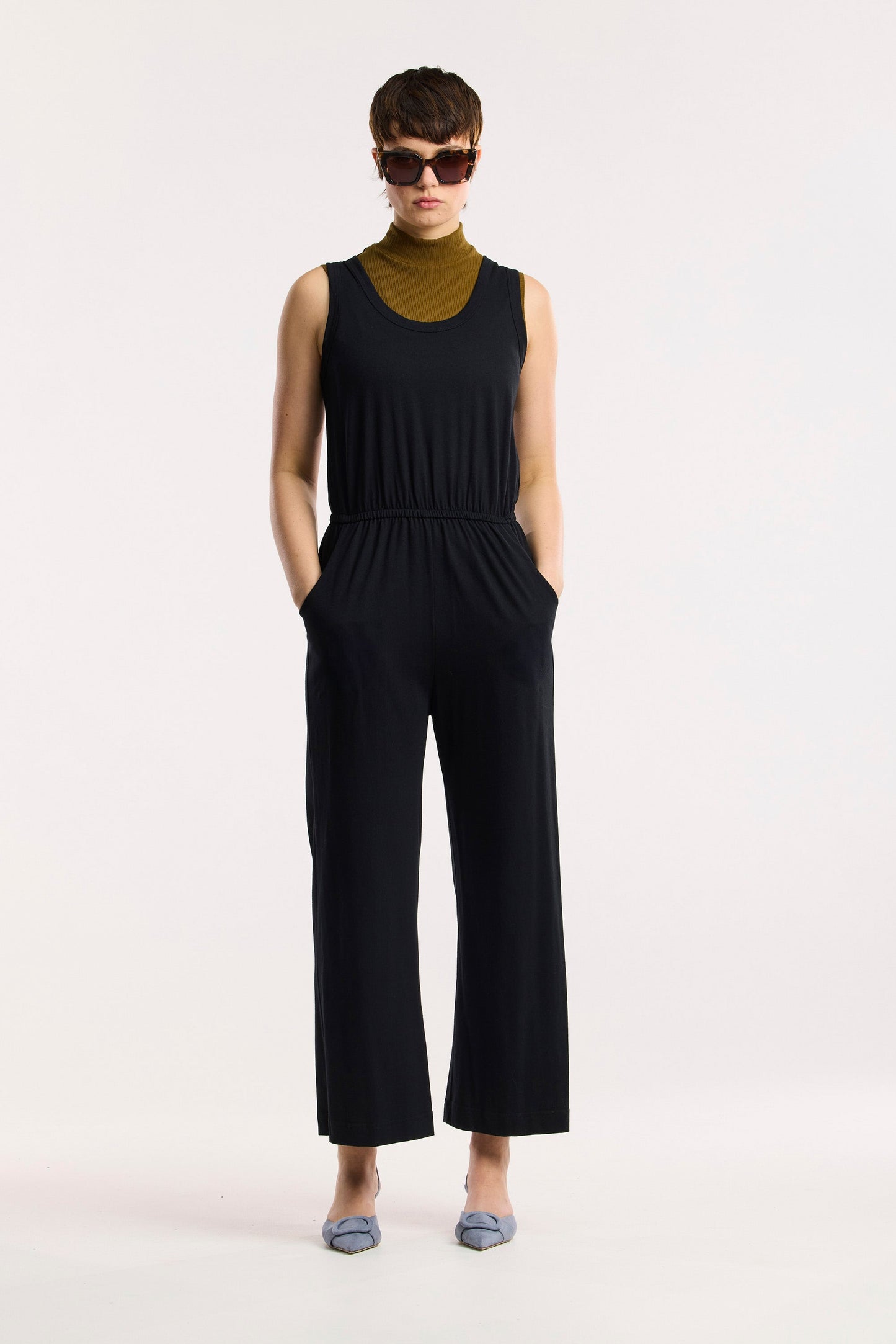 Combinaison-pantalon de voyage large en coton biologique