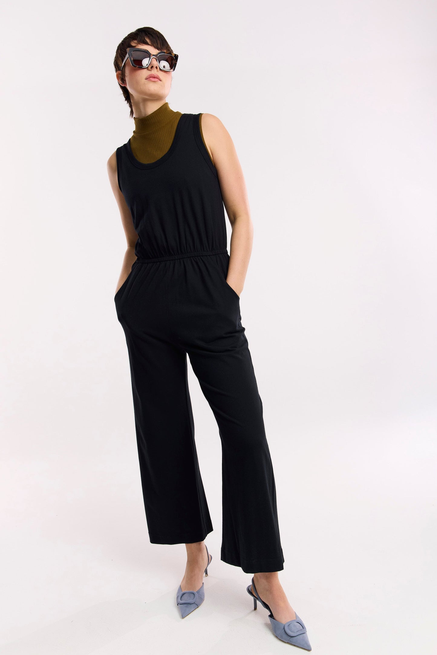 Combinaison-pantalon de voyage large en coton biologique