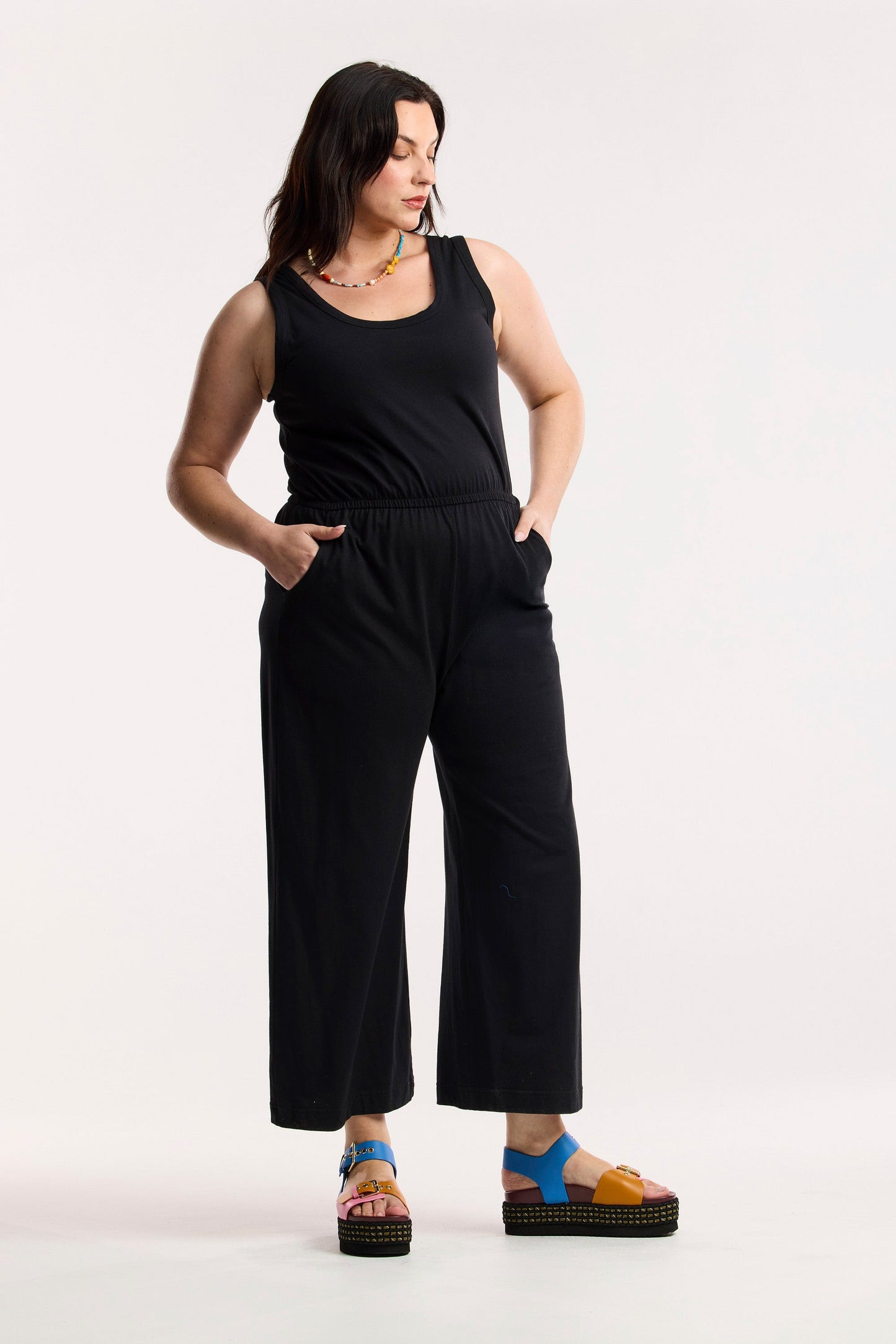 Combinaison-pantalon de voyage large en coton biologique