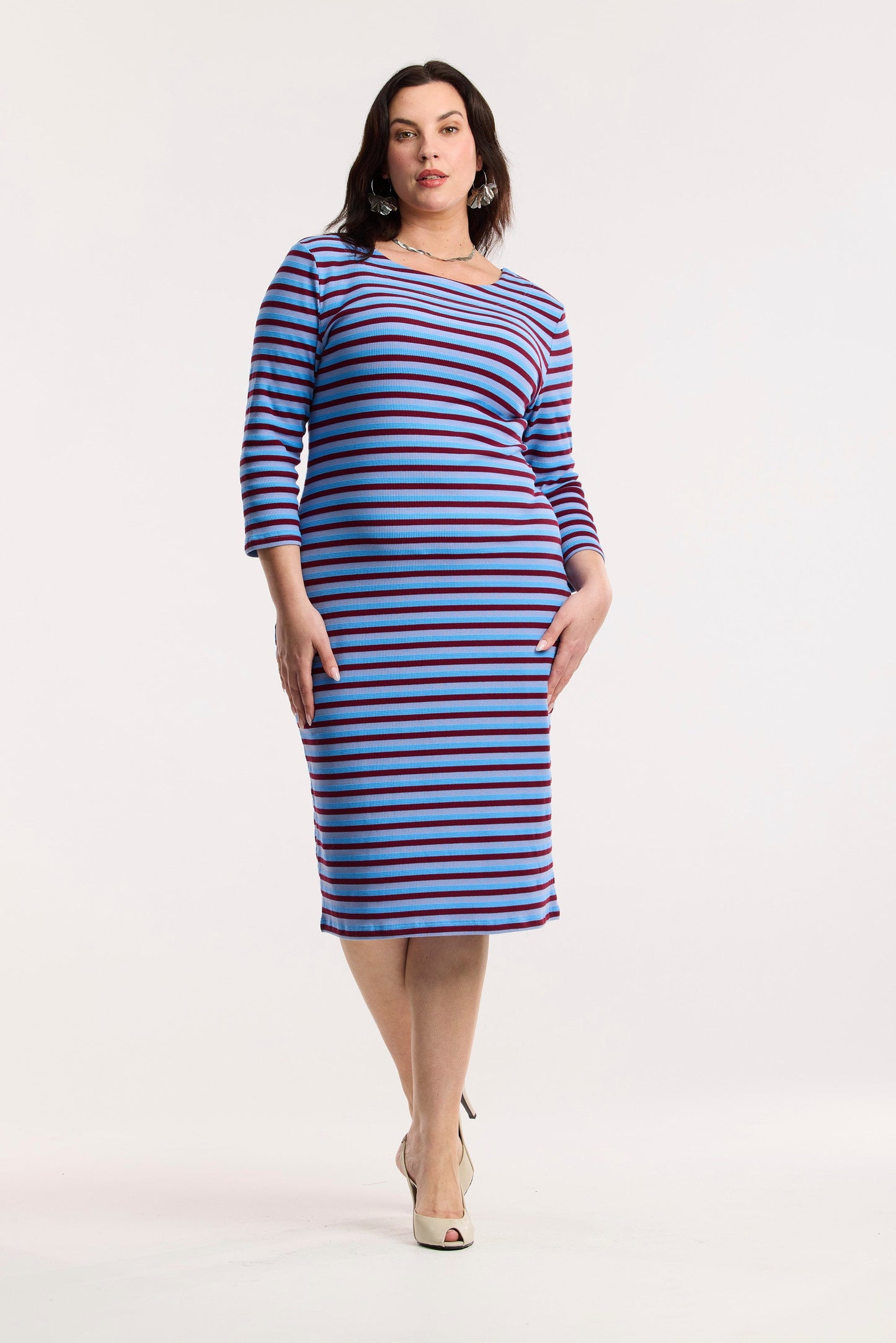 Robe galbée Travelller à rayures gaufrées