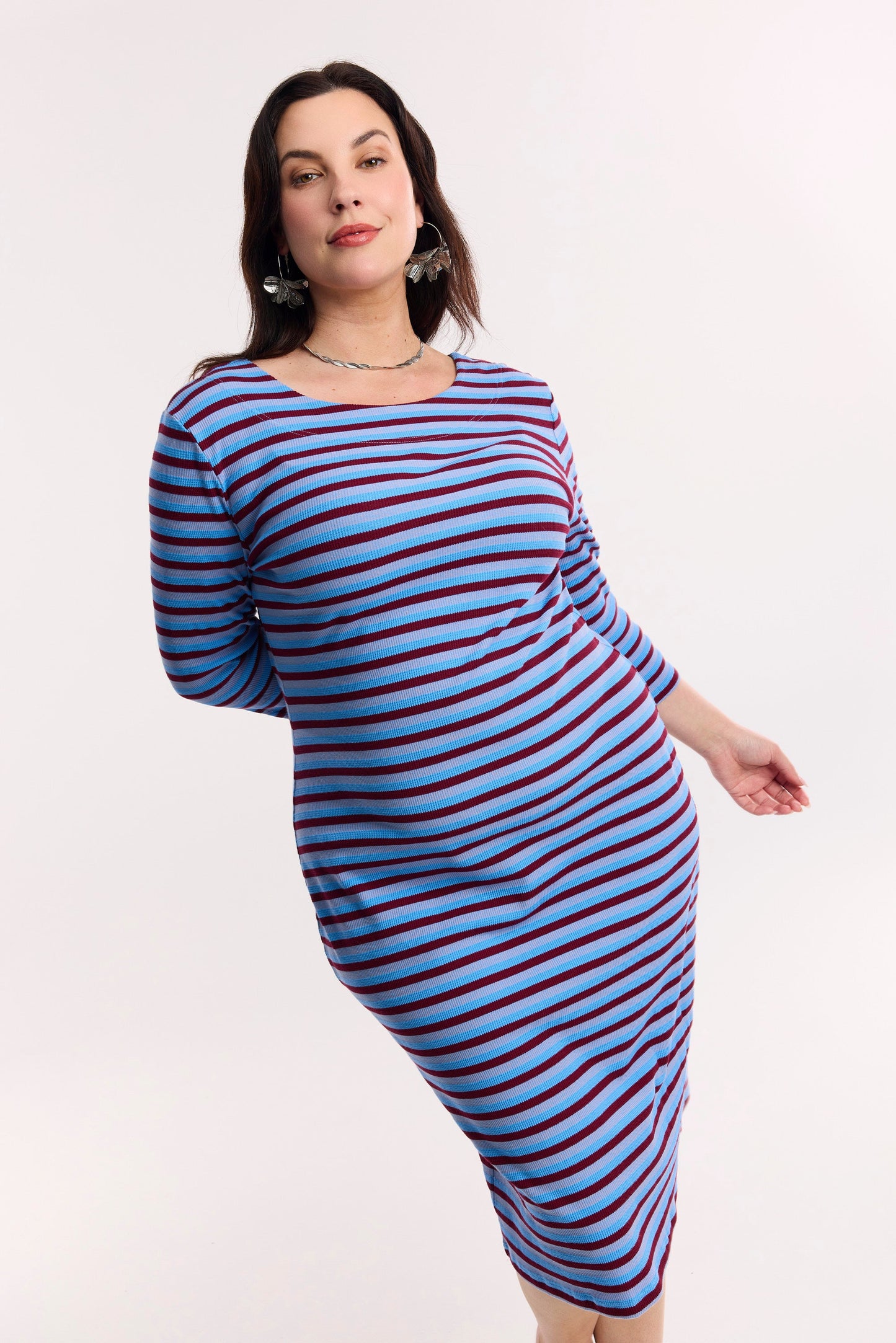 Robe galbée Travelller à rayures gaufrées