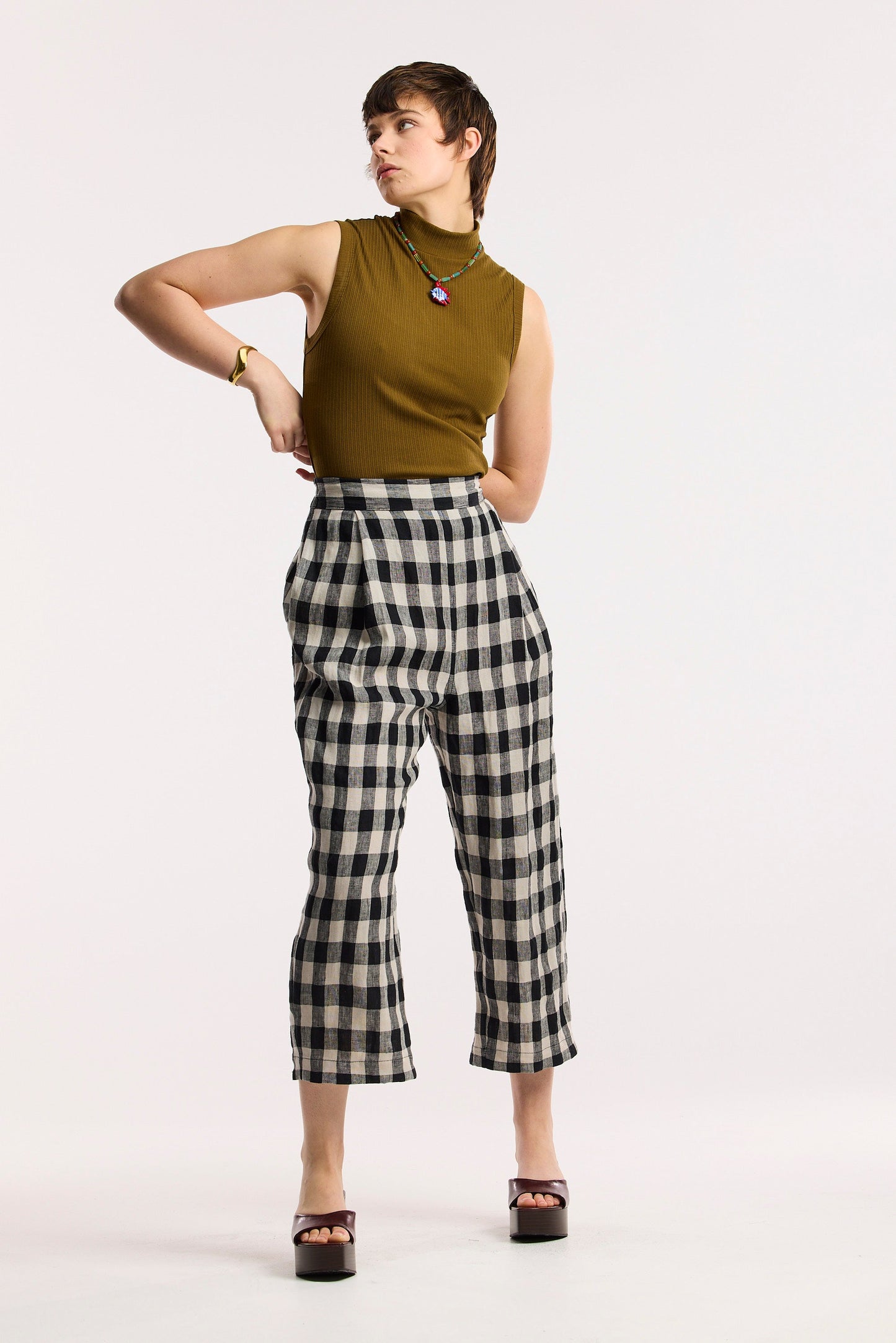 Pantalon tonneau Laneway à carreaux